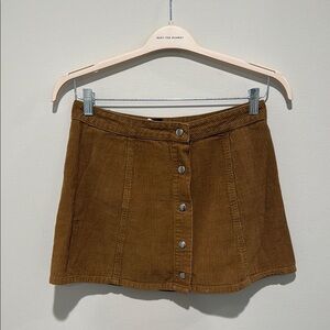 Brown Corduroy Button-Up Skirt